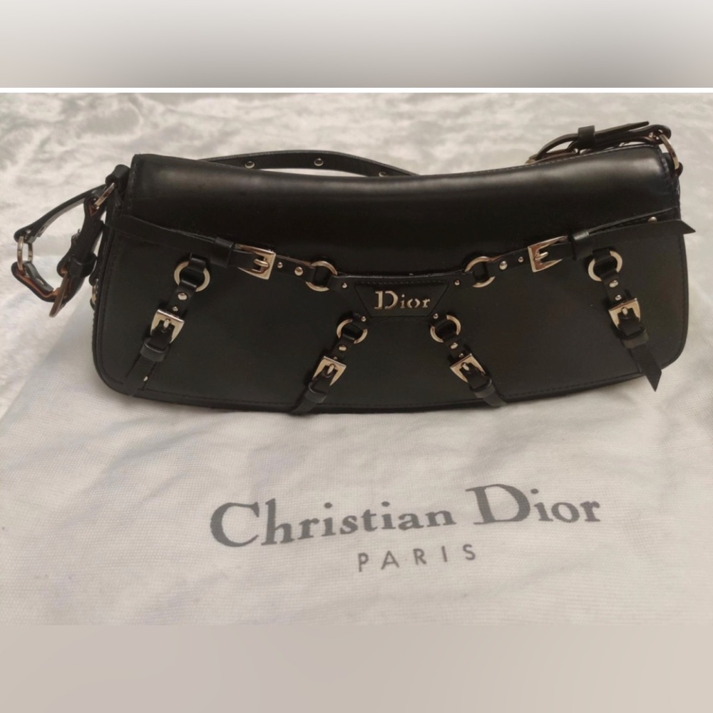Christian Dior Bondage 2003 Vintage Galliano Black Shoulder Bag